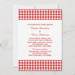 Red Houndstooth Wedding Invite