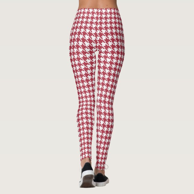  Red Houndstooth Women's Leggings (Back)