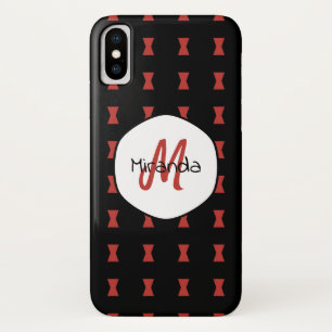 Red Hourglass Black Widow Pattern Monogrammed Name Case-Mate iPhone Case