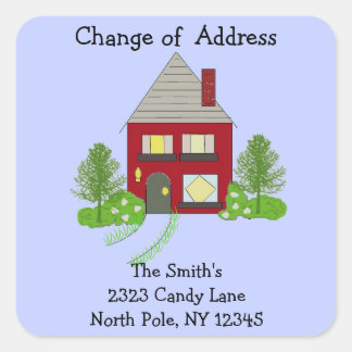 Red House Change of Address Square Sticker