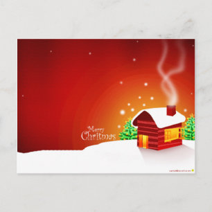 Red House Christmas Holiday Postcard