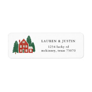 Red House Christmas Tree Return Address Label