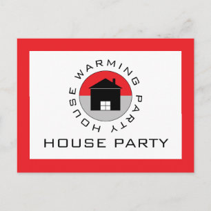 Red House Logo, Housewarming Party Invitation Postcard