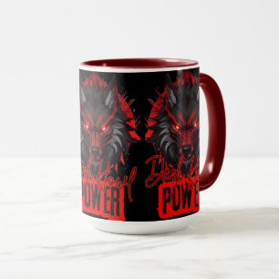 Red Howl Ninja Wolf   Dark Magic Design Mug