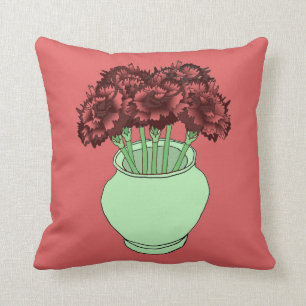 Red-Hued Carnations Throw Pillow