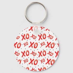 Red Hugs And Kisses Pattern Keychain