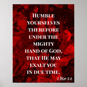Red Humble Yself Under God Poster