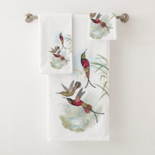 Red Hummingbird Birds Wildlife Bath Towel Set