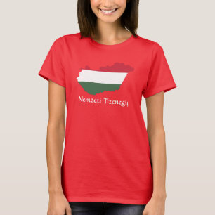 RED Hungary Flag Map Nemzeti Tizenegy T-Shirt