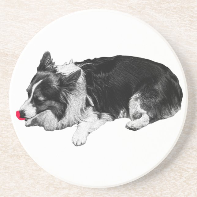 red hush tone, corgi calm coaster (Front)