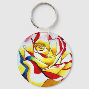 Red hybrid Tea Rose Flower Keychain