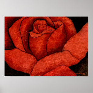 "Red Hybrid Tea Rose" Rose Garden Floral Poster