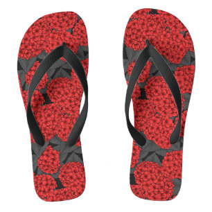Red hydrangea flip flops