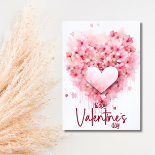 Red hydrangea heart Happy Valentines Day Holiday Card