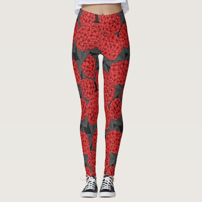 Red hydrangea leggings (Front)