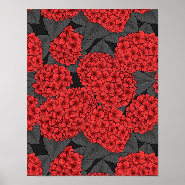 Red hydrangea poster (Front)