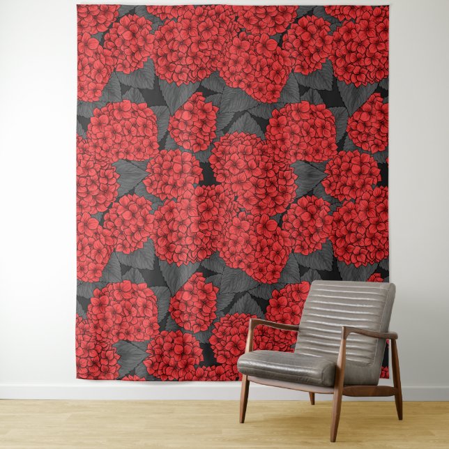Red hydrangea tapestry (In Situ)