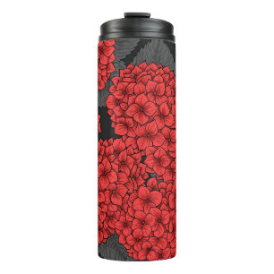 Red hydrangea thermal tumbler