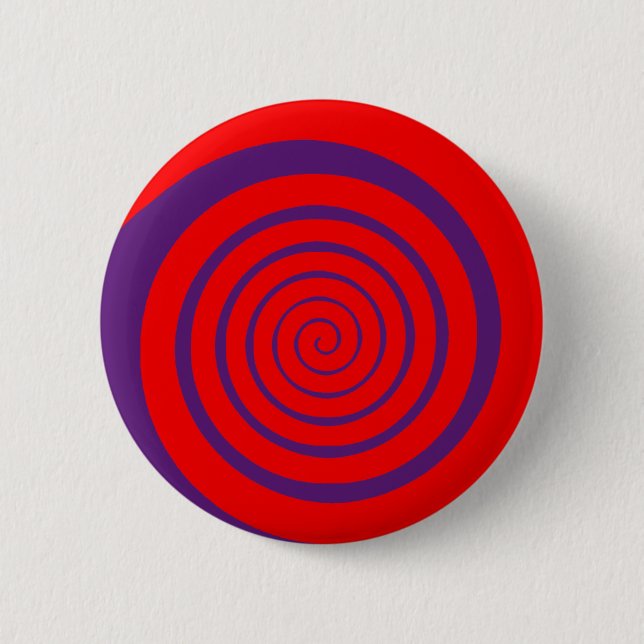 red hypnotic spiral image 2 inch round button (Front)