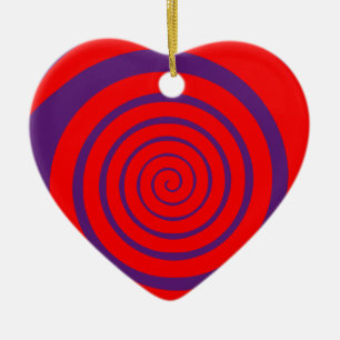 red hypnotic spiral image ceramic ornament