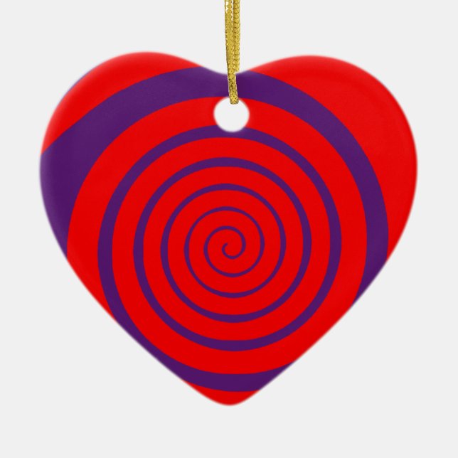 red hypnotic spiral image ceramic ornament (Front)