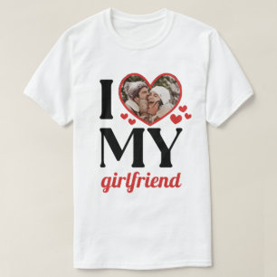 Red I Heart My Girlfriend Add Photo T-Shirt