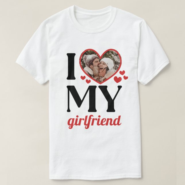 Red I Heart My Girlfriend Add Photo T-Shirt (Design Front)