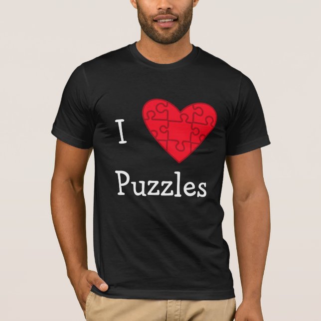 Red I Heart Puzzles Tshirt (Front)
