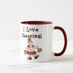 Red I Love Cheering Mug