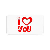Red I Love You Bookplate Book Labels