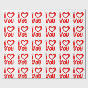 Red I Love You Gift Wrapping Paper