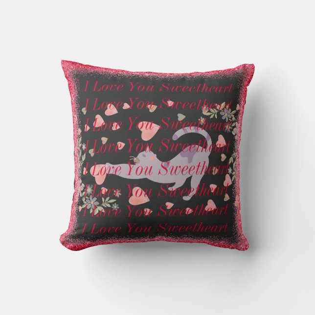 Red I Love You Keepsake Cute Modern Valentines Day Throw Pillow (Front)