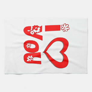 Red I Love You Kitchen Towel