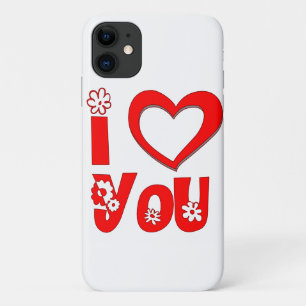 Red I Love You Minimalist Heart Graphic  iPhone 11 Case