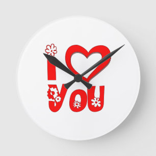 Red I Love You Round Wall Clock