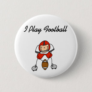 Red I Play Football 2 Inch Round Button