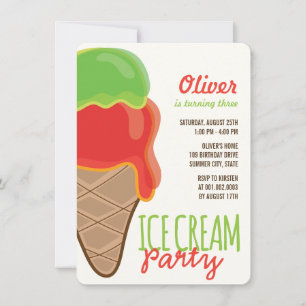 Red Ice Cream Boy Été Anniversaire Invitation de f