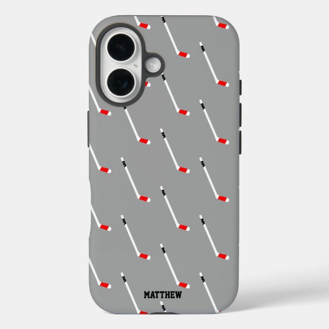 Red Ice Hockey Stick Pattern Personalized Case-Mate iPhone Case (Back)