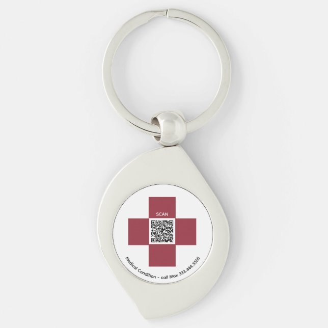 *~* Red ICE Medical Alert QR AP38 Cross Keychain (Front)