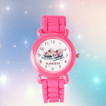 Red ice skates white name girl watch<br><div class="desc">A pair of girly ice skates in white and red. White background. Customize and add a name, dark red coloured letters and clock numbers.</div>