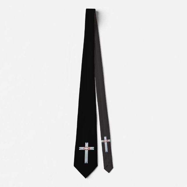 Red Ichthus Cross Tie (Front)