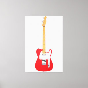 RED ICONIC ELECTRIC GUITAR 40x60 Canvas Print