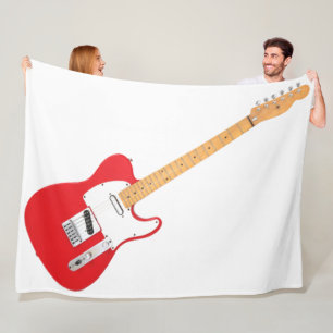 RED ICONIC ELECTRIC GUITAR FLEECE BLANKET