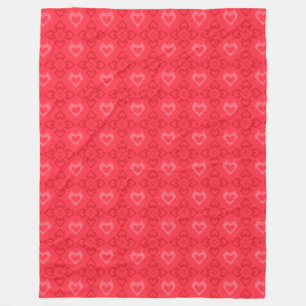 Red Ikat Style Heart Pattern Fleece Blanket