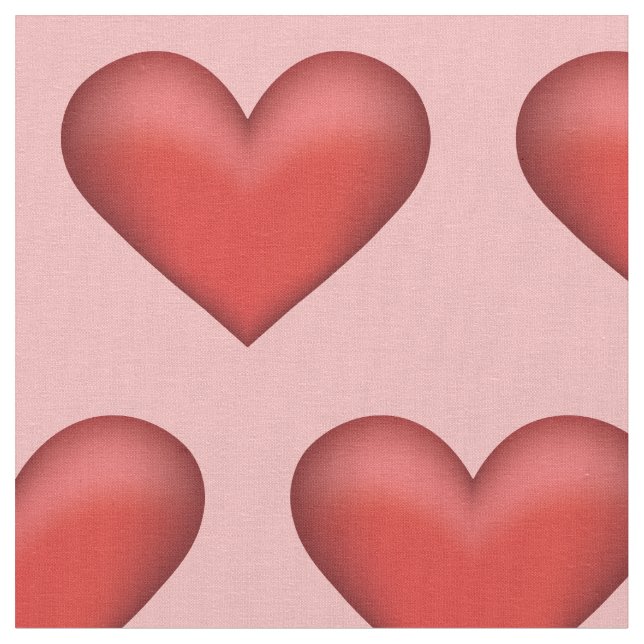 Red Illustrated Hearts Pattern Fabric (Close Up)