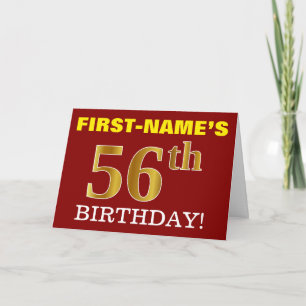 Red, Imitation Gold "56th BIRTHDAY" Birthday Card