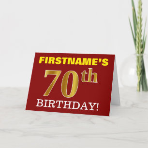 Red, Imitation Gold "70th BIRTHDAY" Birthday Card