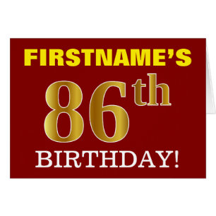 Red, Imitation Gold "86th BIRTHDAY" Birthday Card