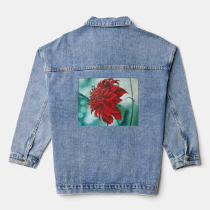Red in Furry Denim Jacket