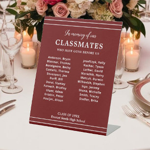 Red In Memory Of Classmates Names Class Reunion Pedestal Sign